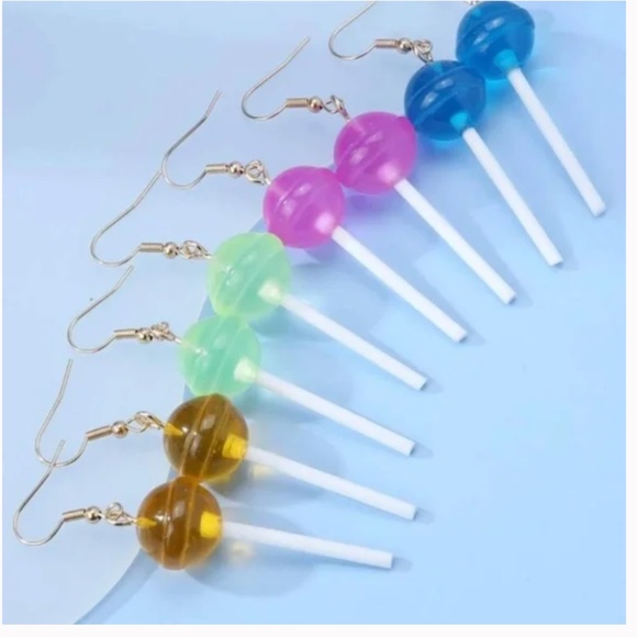 ❤️ FREE Lollipop Set Candy Drop Modern Pop Art Artsy Pop Hip Girly Earrings Set - Picture 3 of 4